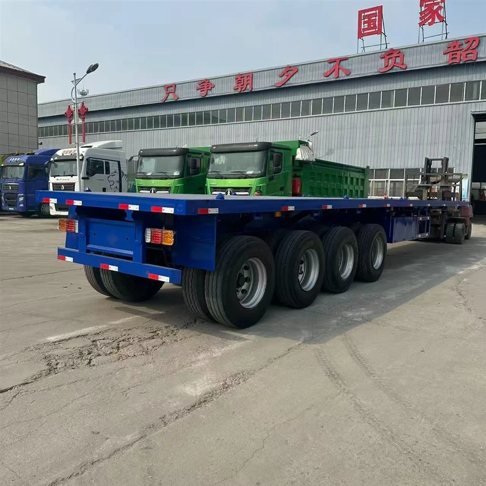4 Axis 40 Foot Flatbed Container Semi Trailer factory