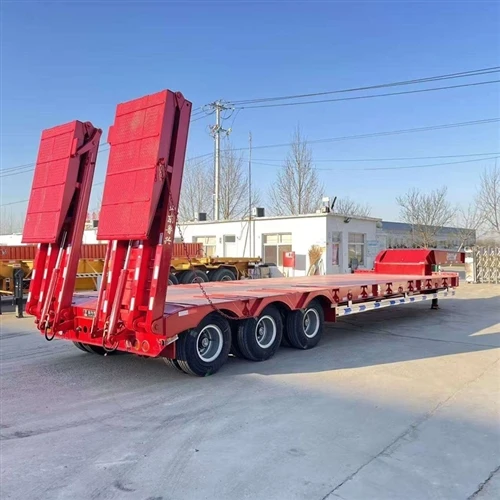New 3-Axle Lowbed Semi Trailer With Hydraulic Ramps Ready For Heavy Equipment Export